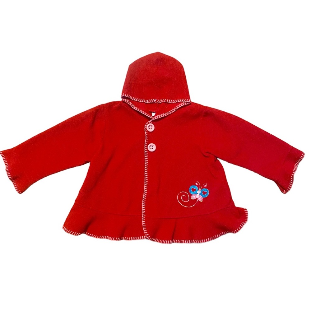 Patsy Aiken Girl’s Fleece Jacket Sweater Cardigan Size 7 Red Riding Hood Vintage